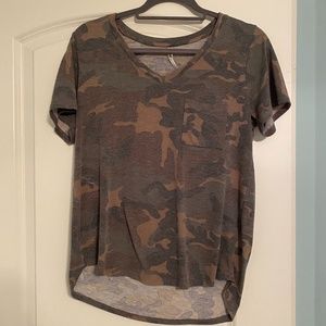 Camo V-neck Tee